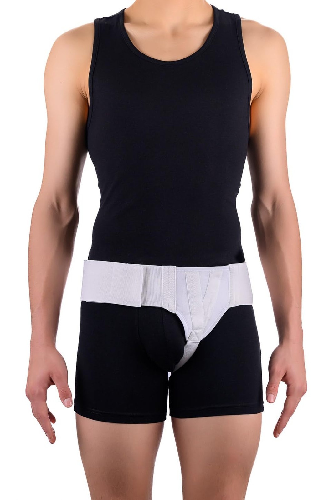 FlexaMed Left Side Inguinal Groin Hernia Truss with Compression Pad White – M…