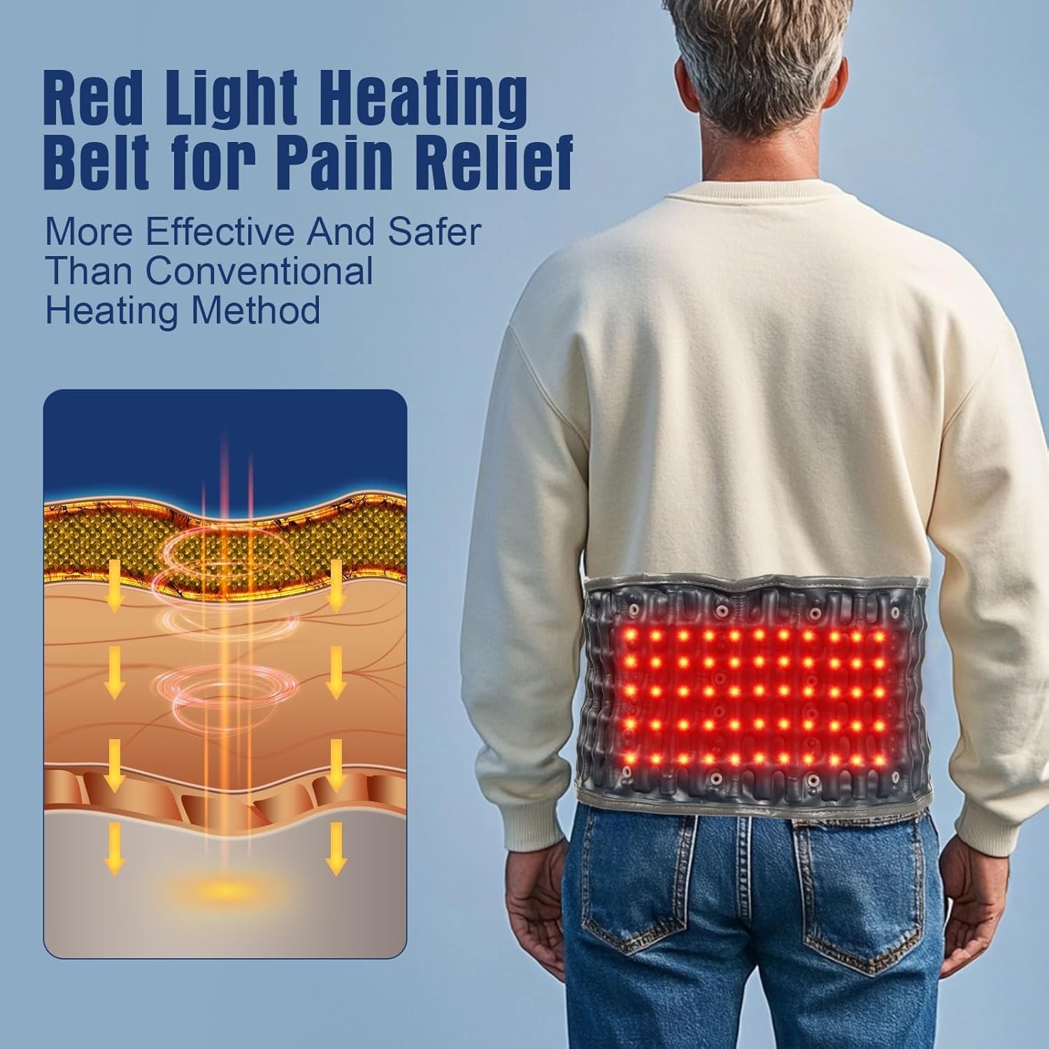 Inflatable Decompression Back Belt, Red Light Heated Lumbar Support, 6 Heat/T…