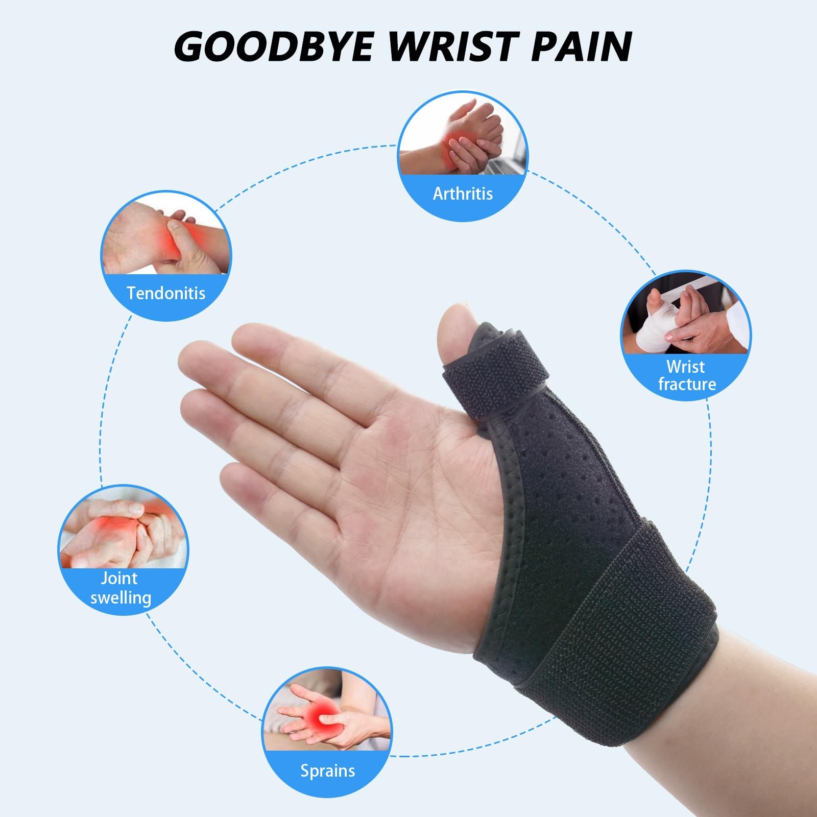 AIDY-PRO Trigger Thumb Brace Right Hand or Left for L/XL, Black