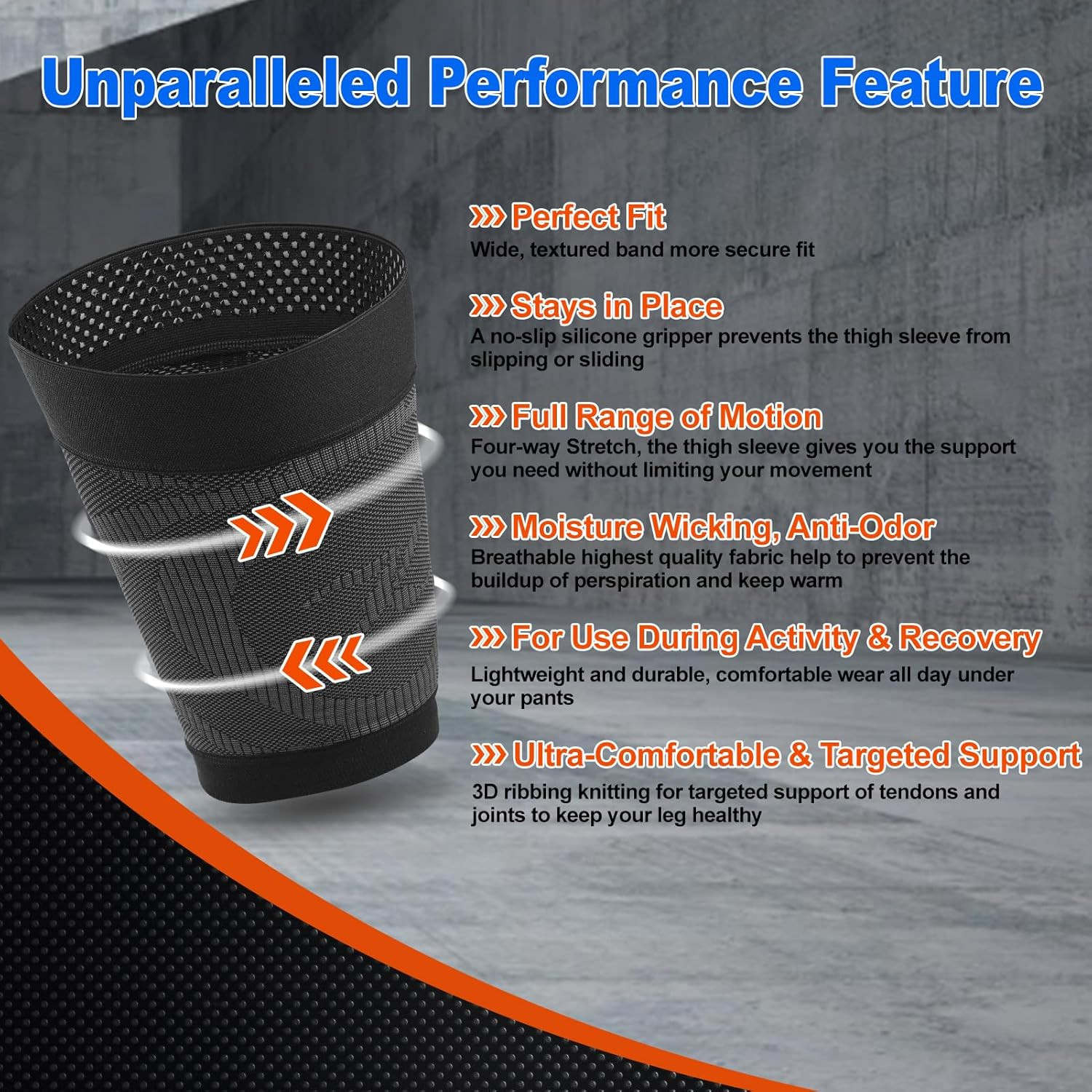 Thigh Compression Sleeves (Pair), Unisex, Hamstring Compression Sleeve for Quad