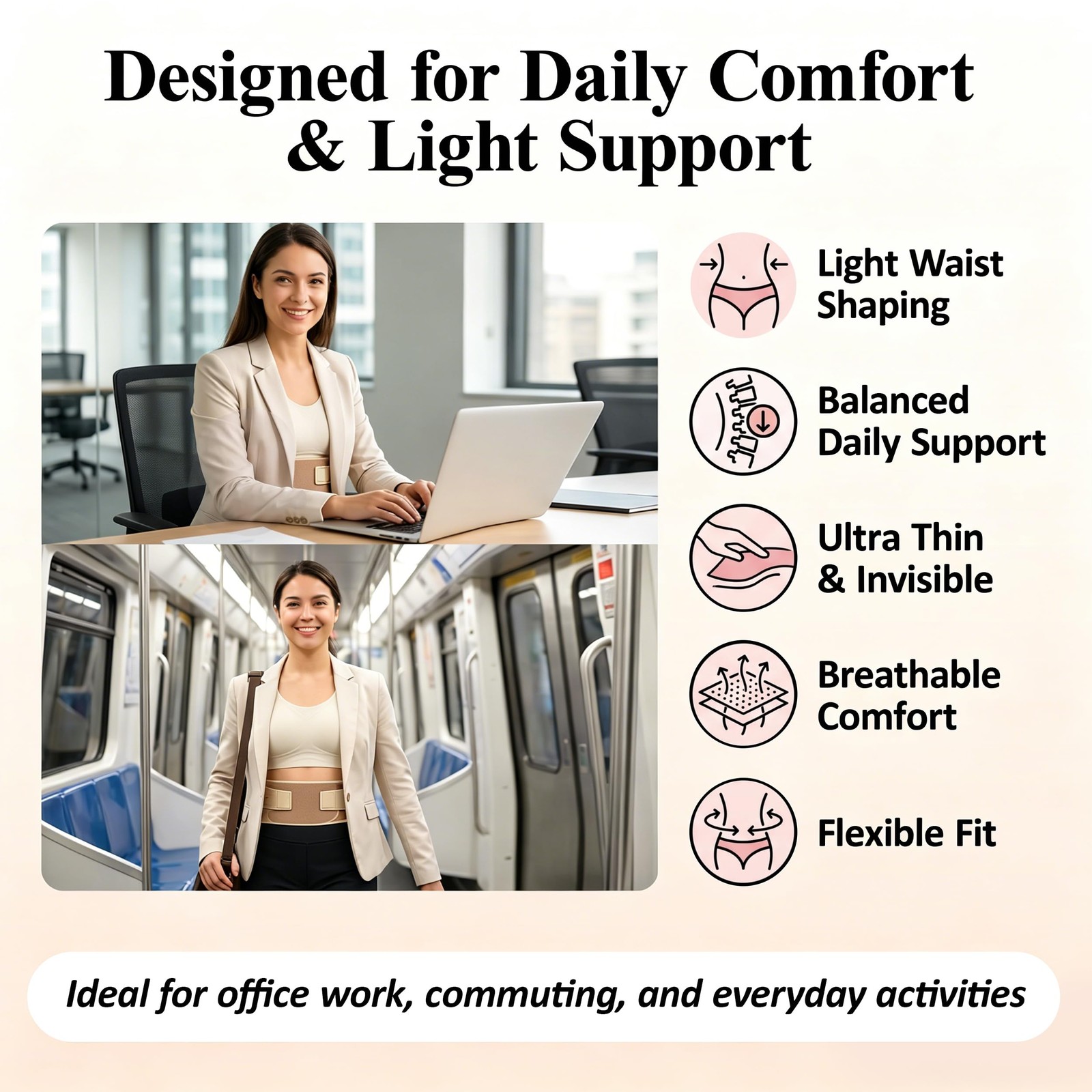 Enhanced Back Brace with EVA Cushion Pad, Ultra Thin Lumbar Support Belt for …