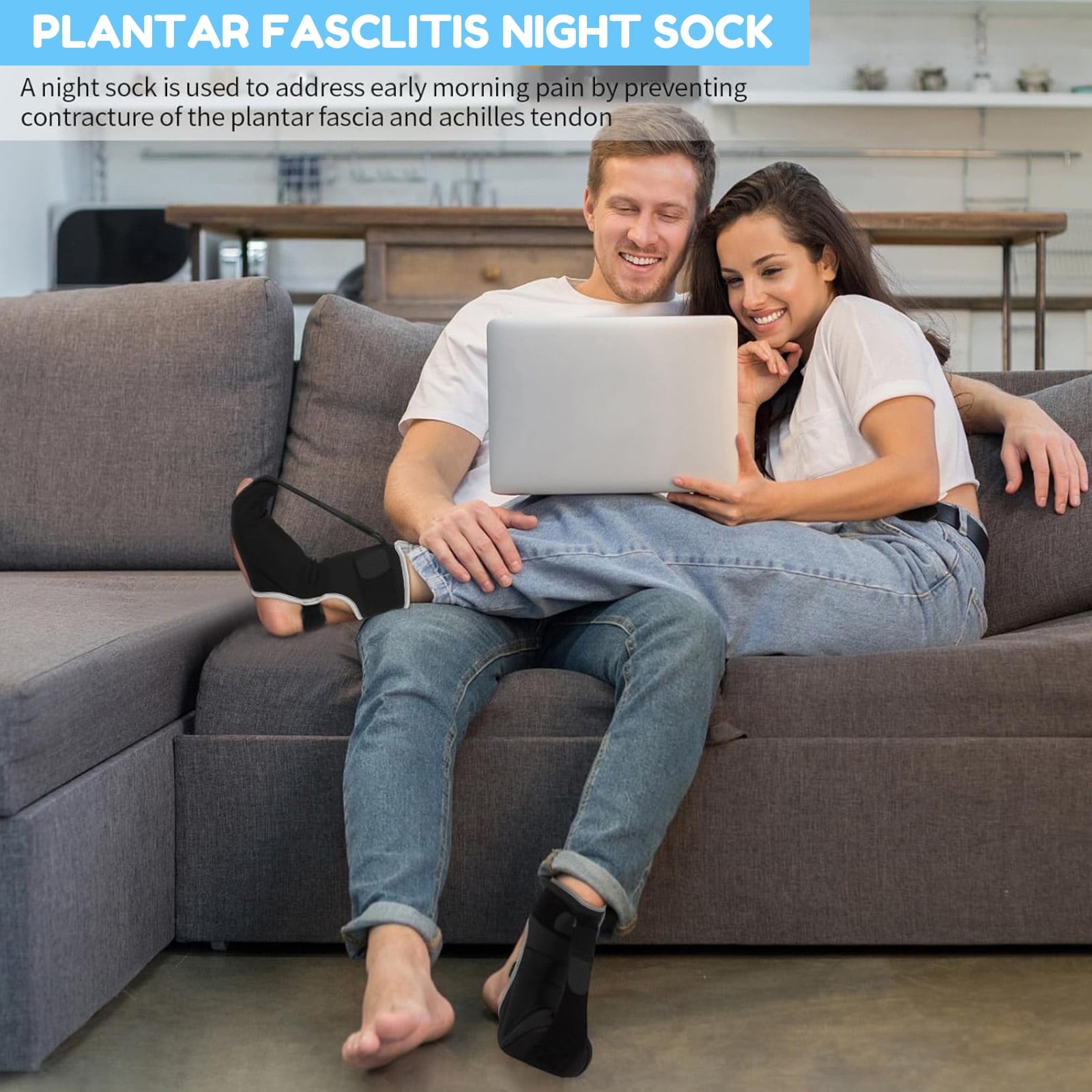 BLACK – PLANTAR FASCIITIS NIGHT SPLINT SOCK UPGRADED BRACE MEDIUM