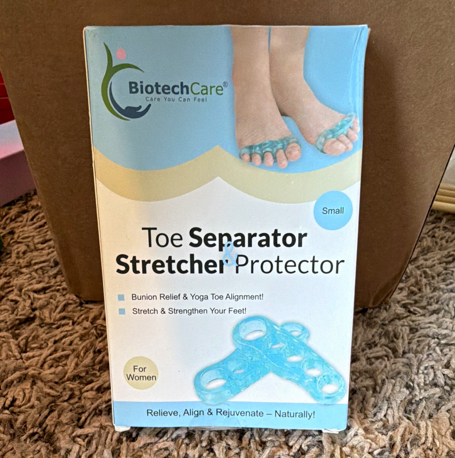 BiotechCare Toe Separator Small Blue for Women Bunion Relief Toe Alignment