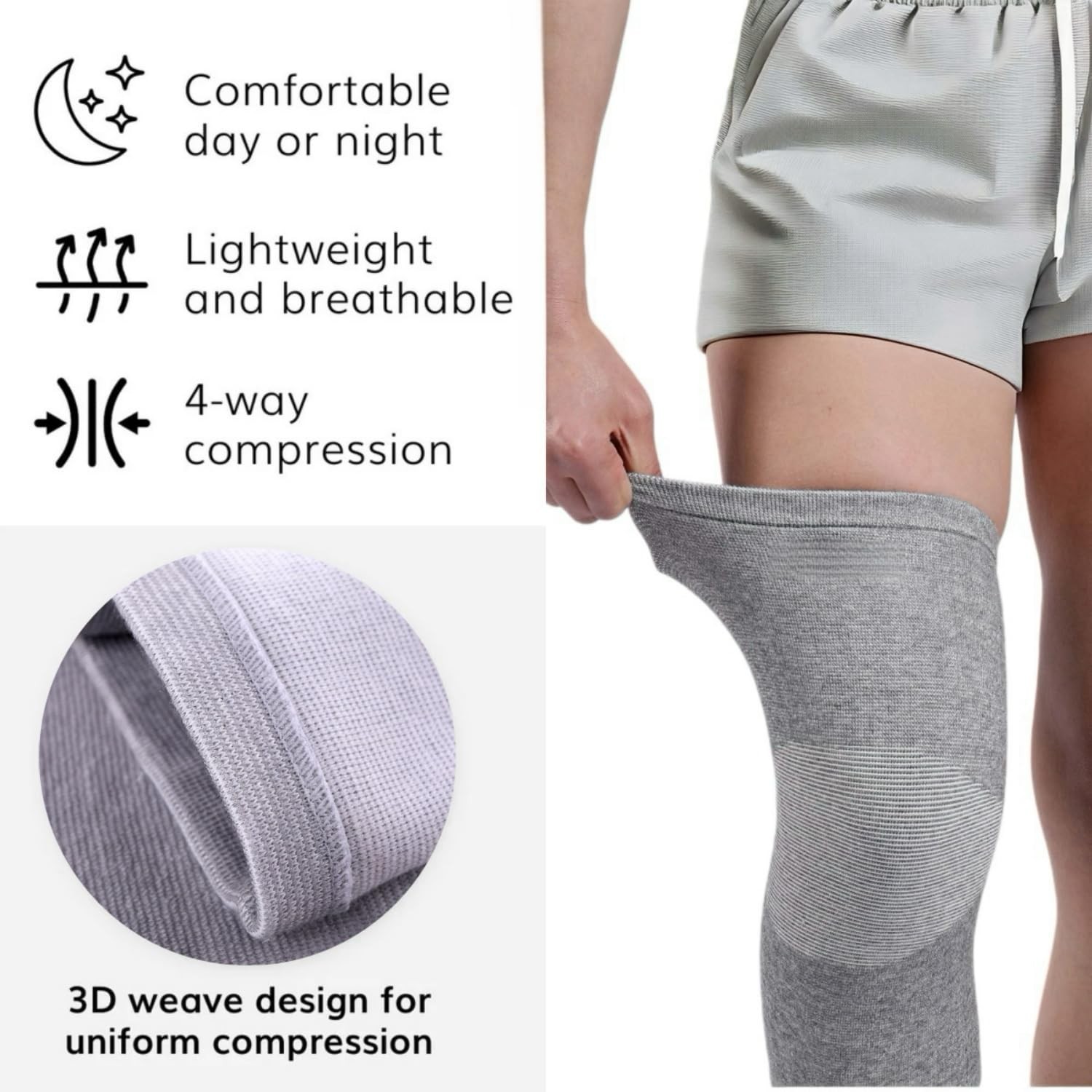 Bamboo Knee Sleeves, 2-Pack Knee Compression Sleeve Women Men Elastic Warm Sl…