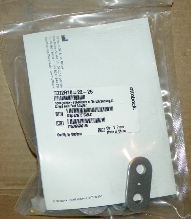 Sealed ottobock Single Axis prosthetic Foot Adaptor 2R10=22-25 2R10, 2R33, 2R51