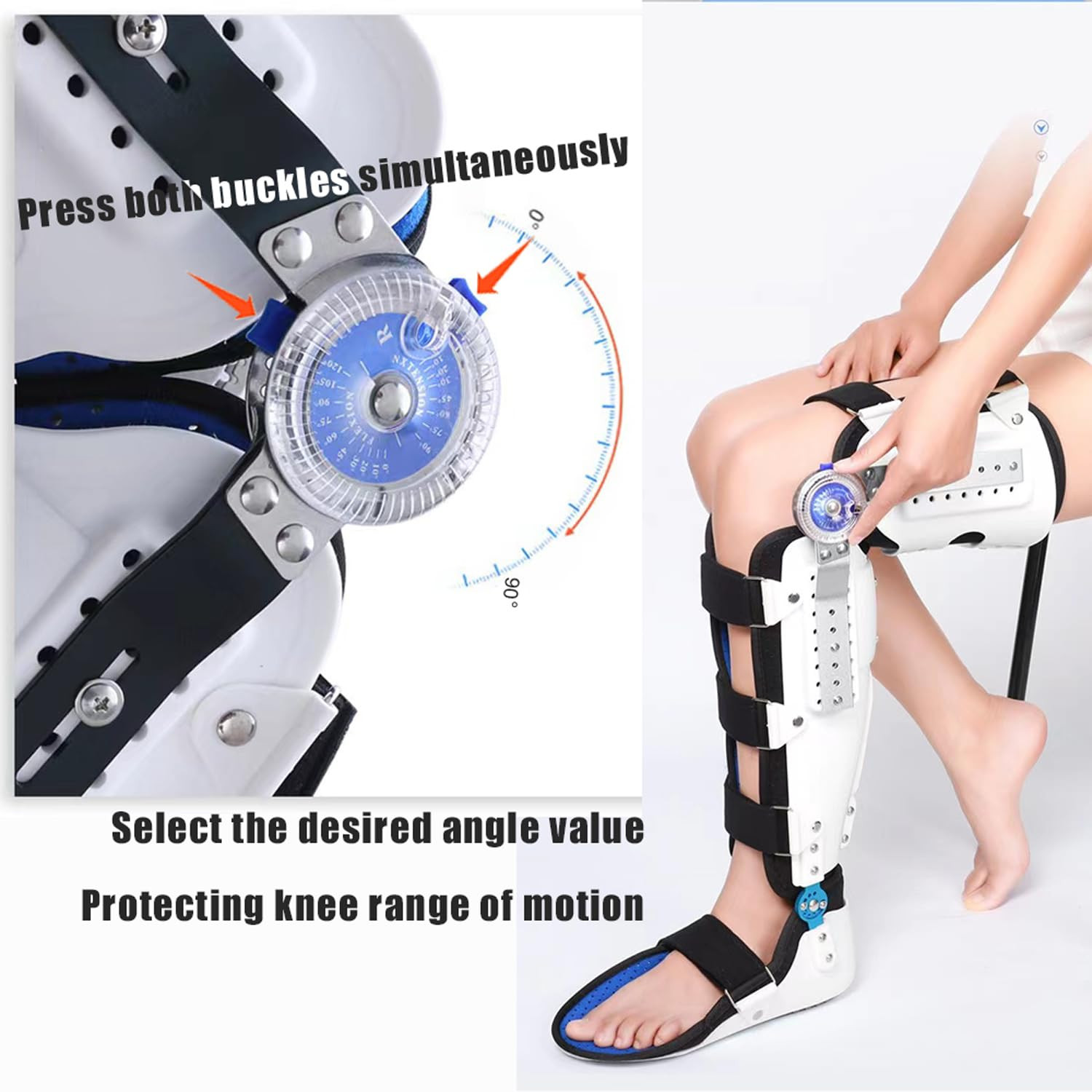 Knee Brace for Post-Op Immobilization & Stabilization, Adjustable Collateral Bar