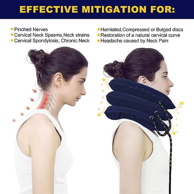 Cervical Neck Traction Device for Neck Pain Relief-Inflatable-Neck Pillow