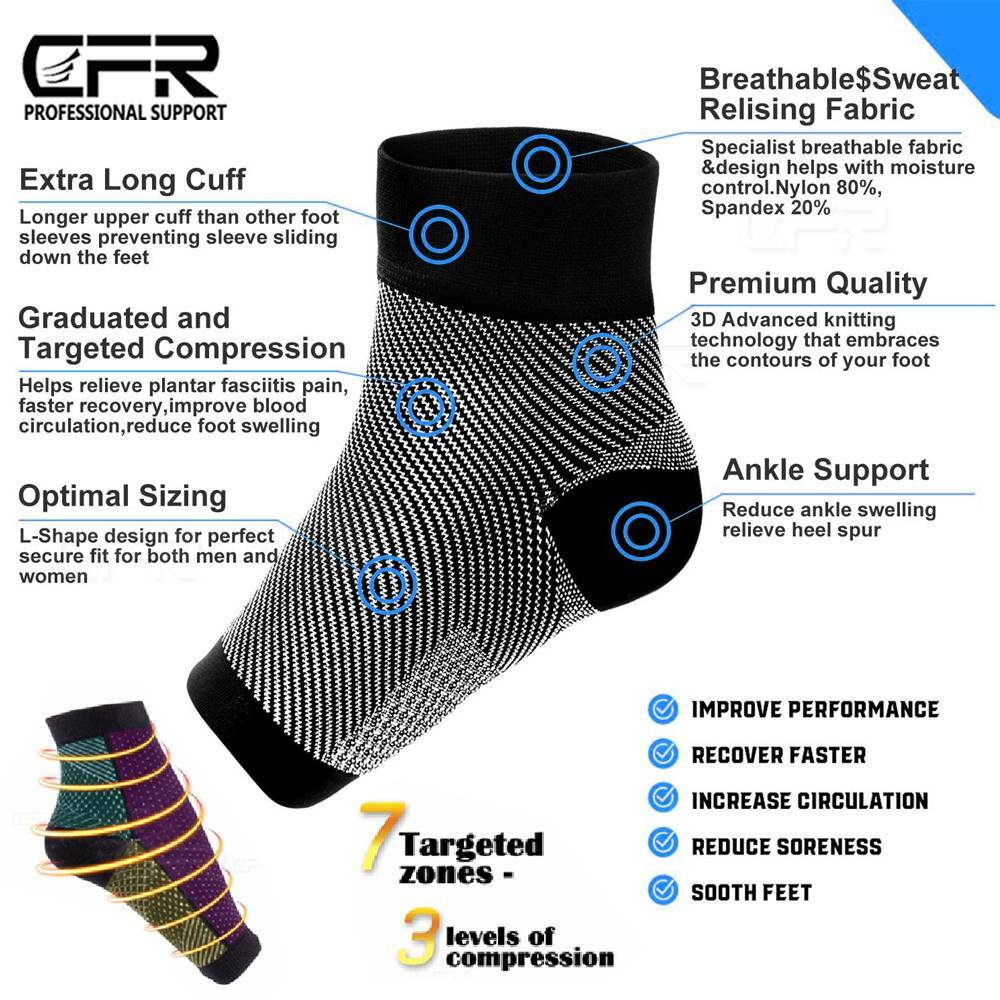 Copper Infused Compression Socks Planter Fasciitis Ankle Support Pain Relief CFR