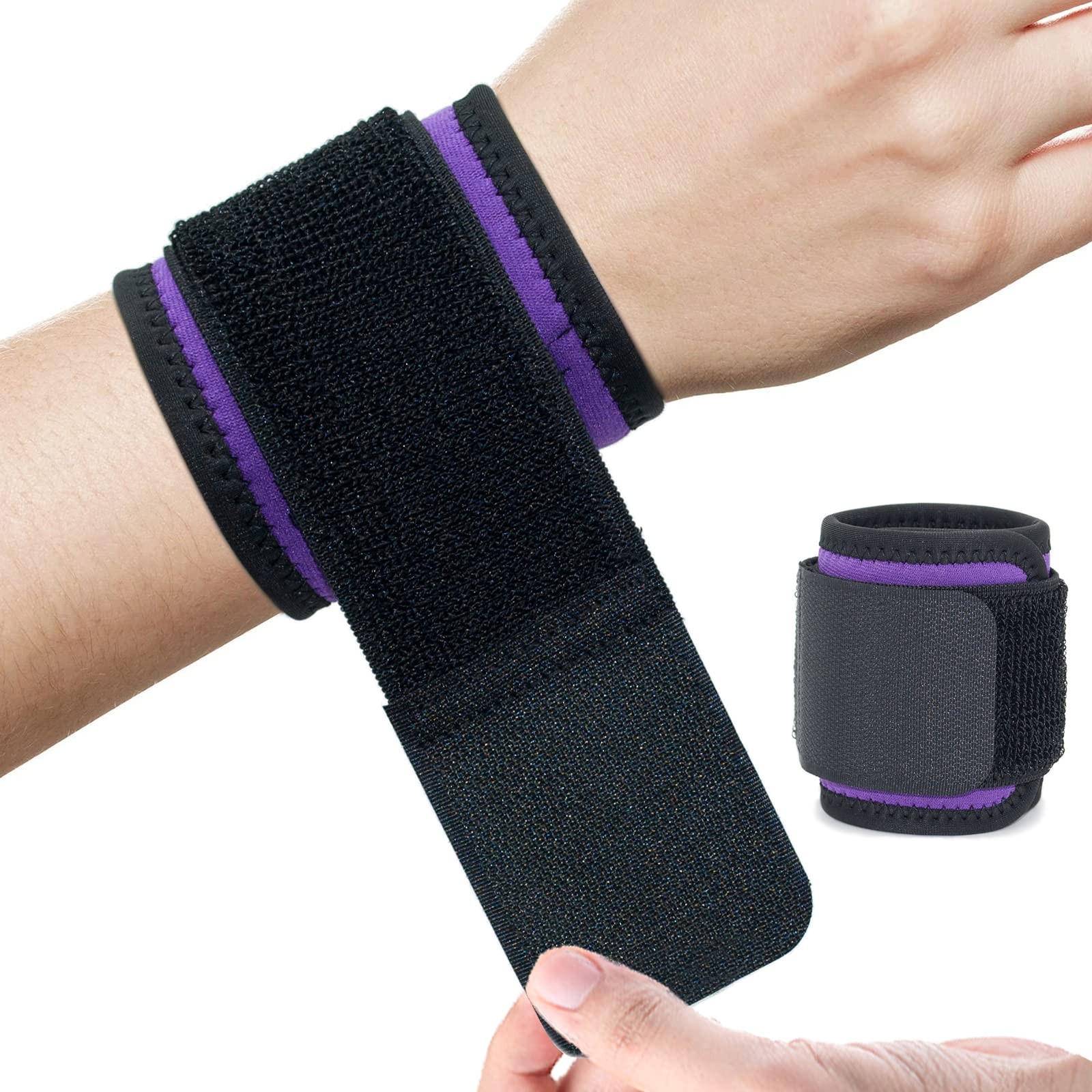Wrist Brace, 2 PACK Wraps for One Size, Mysterious Violet & Black