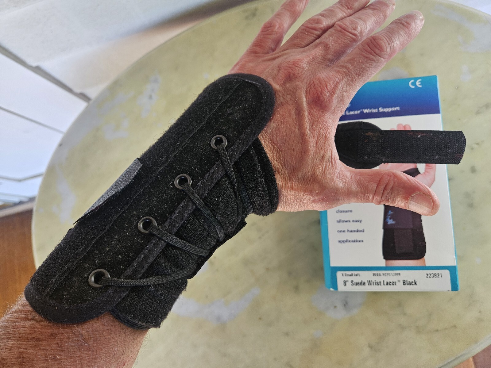 Left HAND ARM MED SPEC WRIST LACER 8″ Suede BLACK WRIST BRACE Support X-Small
