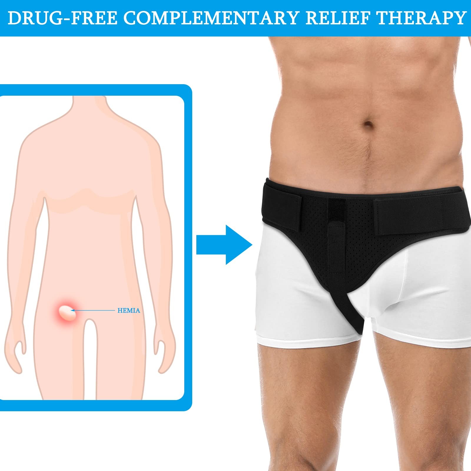 Hernia Belts for Men Groin Brace Left or Right Side Inguinal Hernia Support Supp