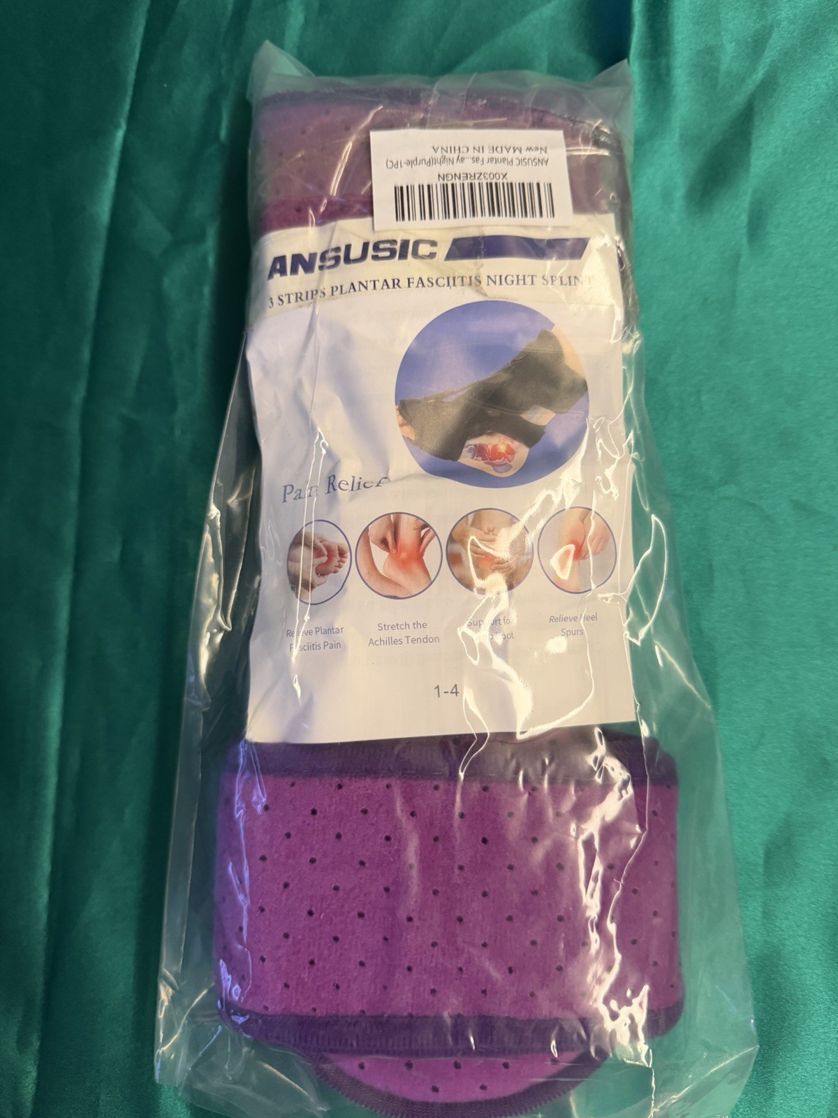 ANSUSIC Plantar Fasciitis Night Splint-Upgrade 3 Adjustable Fits Purple