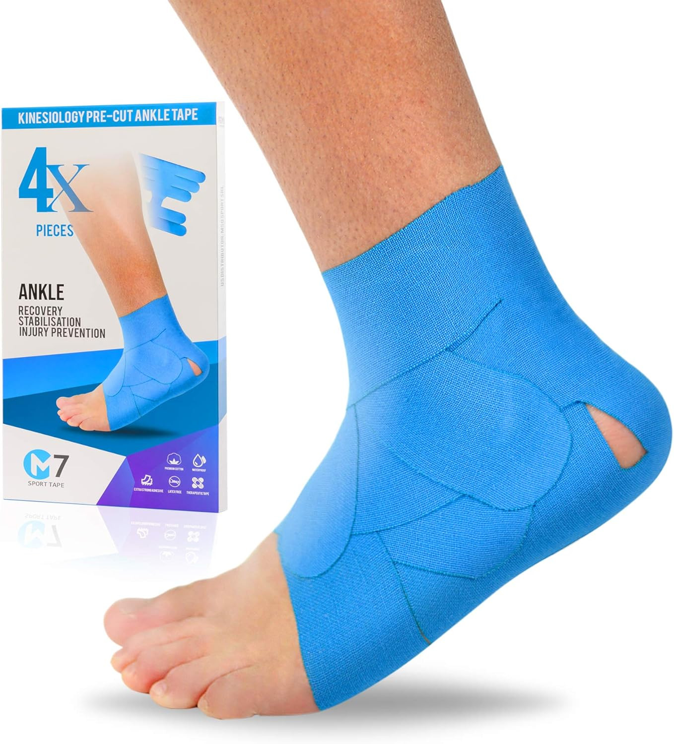 M7 Sport Kinesiology Tape for Ankle Sprain and Stability, Kt Tape for Ankle, Pai
