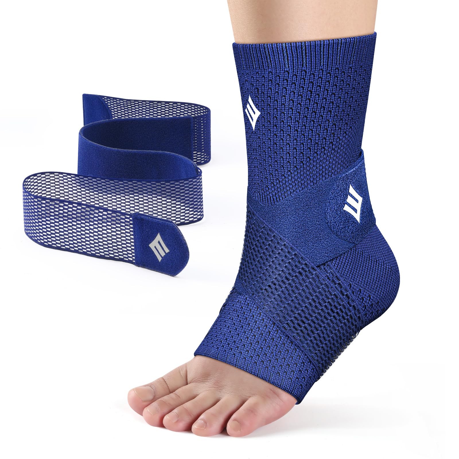 NEENCA Compression Ankle Sleeve with Removable Figure-8 Strap Large, Blue