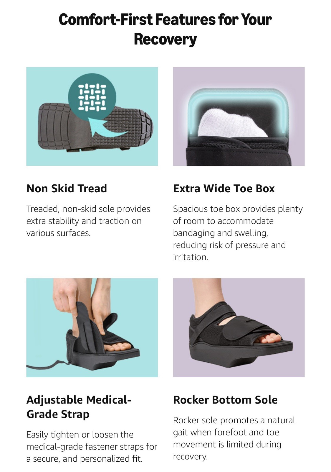 NEW BraceAbility Open Toe Forefoot Offloading Post Op Shoe Wedge Boot Medium