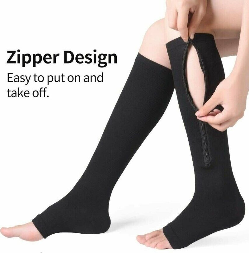 (1/3 Pairs) 20-30mmHg Knee High Copper Compression Socks Mens Womens S-XL