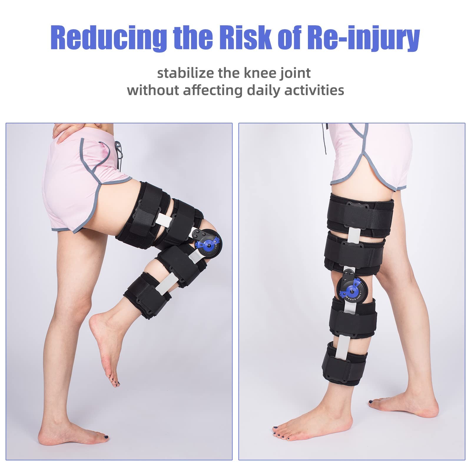 Hinged ROM Knee Brace Post Op Knee Support Adjustable Knee Immobilizer with S…
