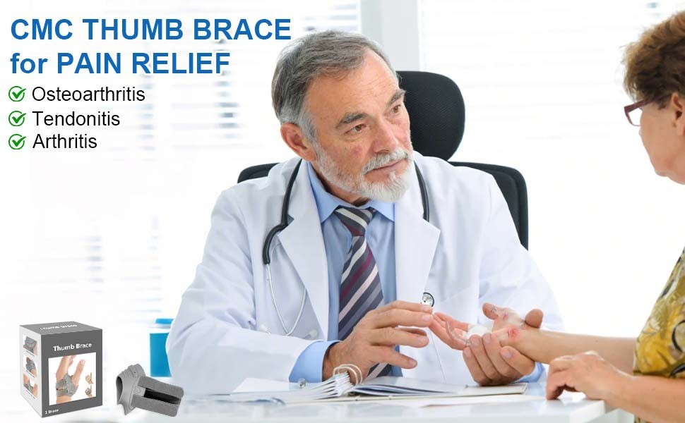 Thumb Brace for Joint Pain. ( Left Hand, Size: M, Gray )