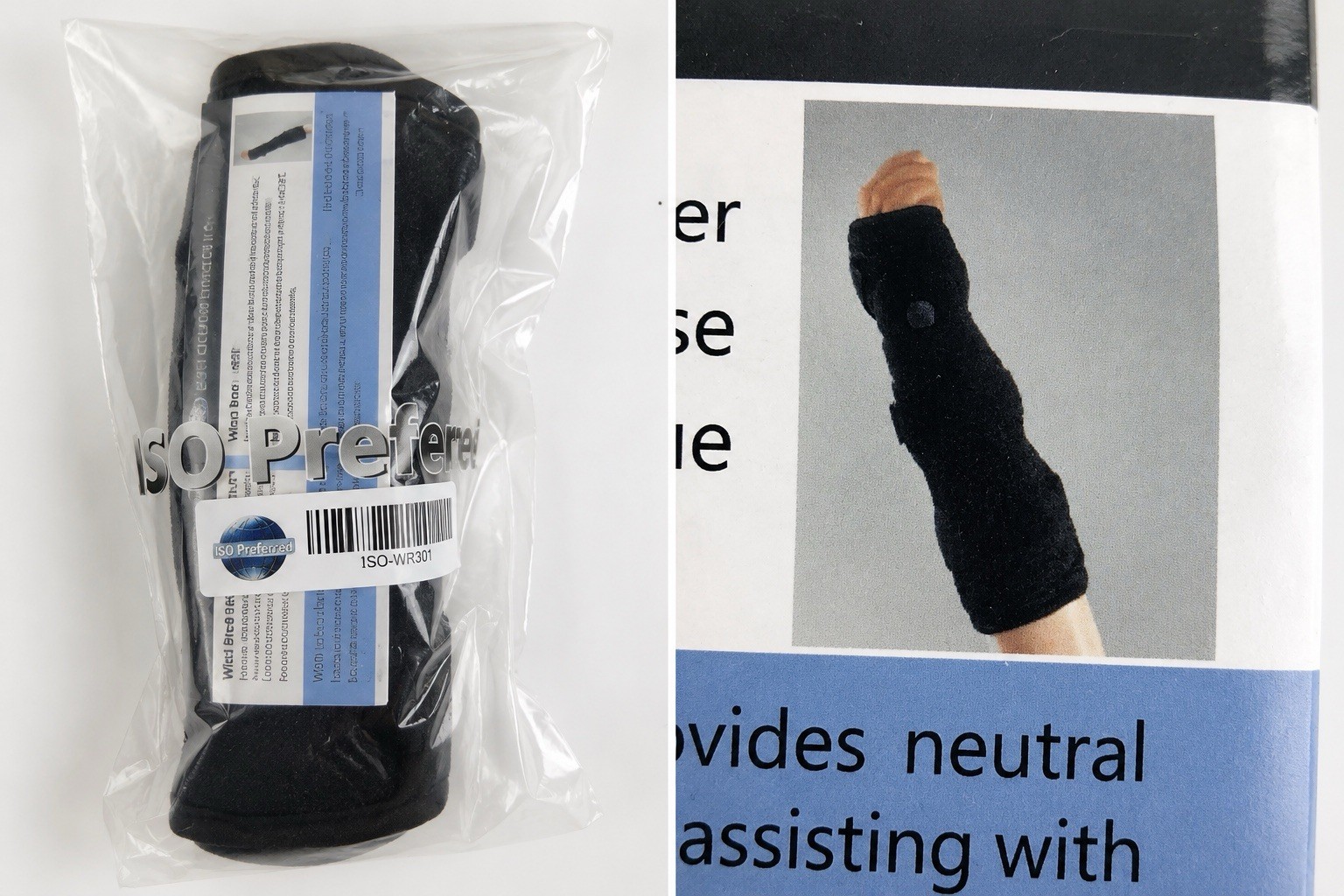 ISO Preferred Wrist Brace Stabilizer ISO-WR301 Black New Sealed
