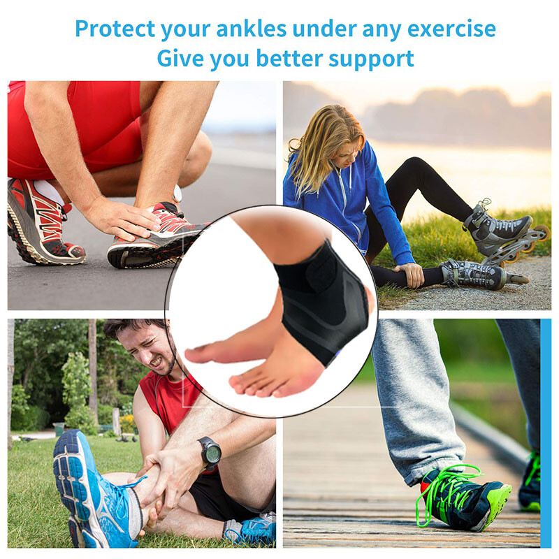 A Pair Ankle Support Brace, Breathable Compression Sleeve Pain Relief Foot Wrap