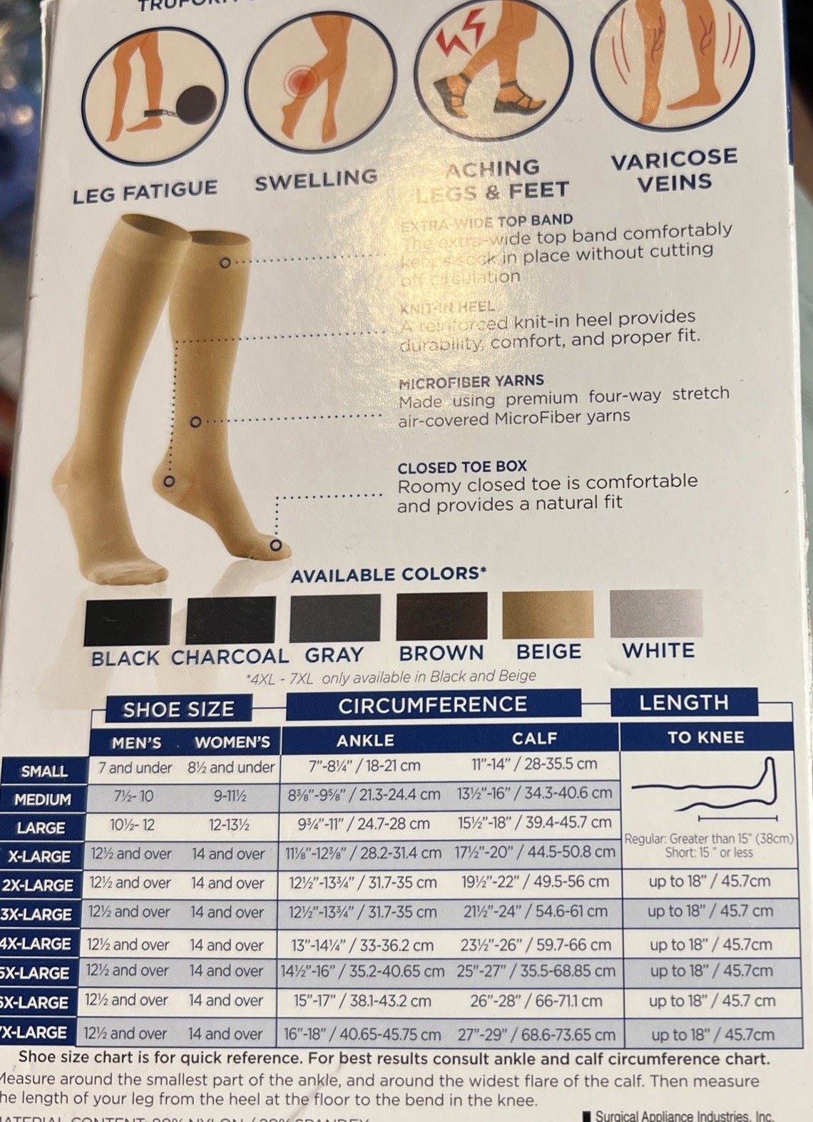 Truform 20-30 mmHg Below Knee Soft Top Compression Stockings Closed Toe Beige