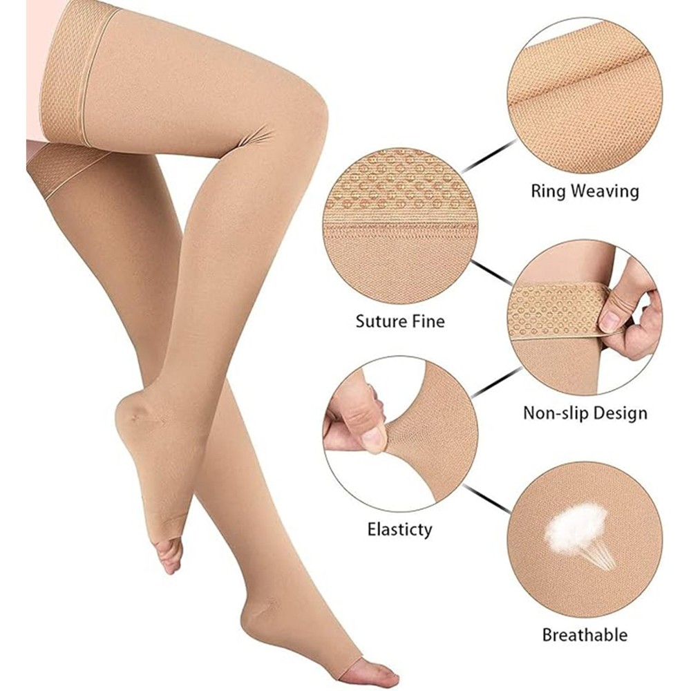 Medical Grade 20-30 mmHg Mid Thigh High Length Support Compression Sock for Leg