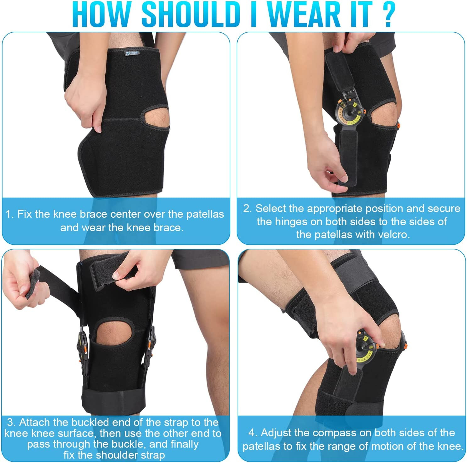 NVORLIY Hinged Orthopedic ROM Knee Brace. Side Stabilizers. LOCKS. UNISEX. Small