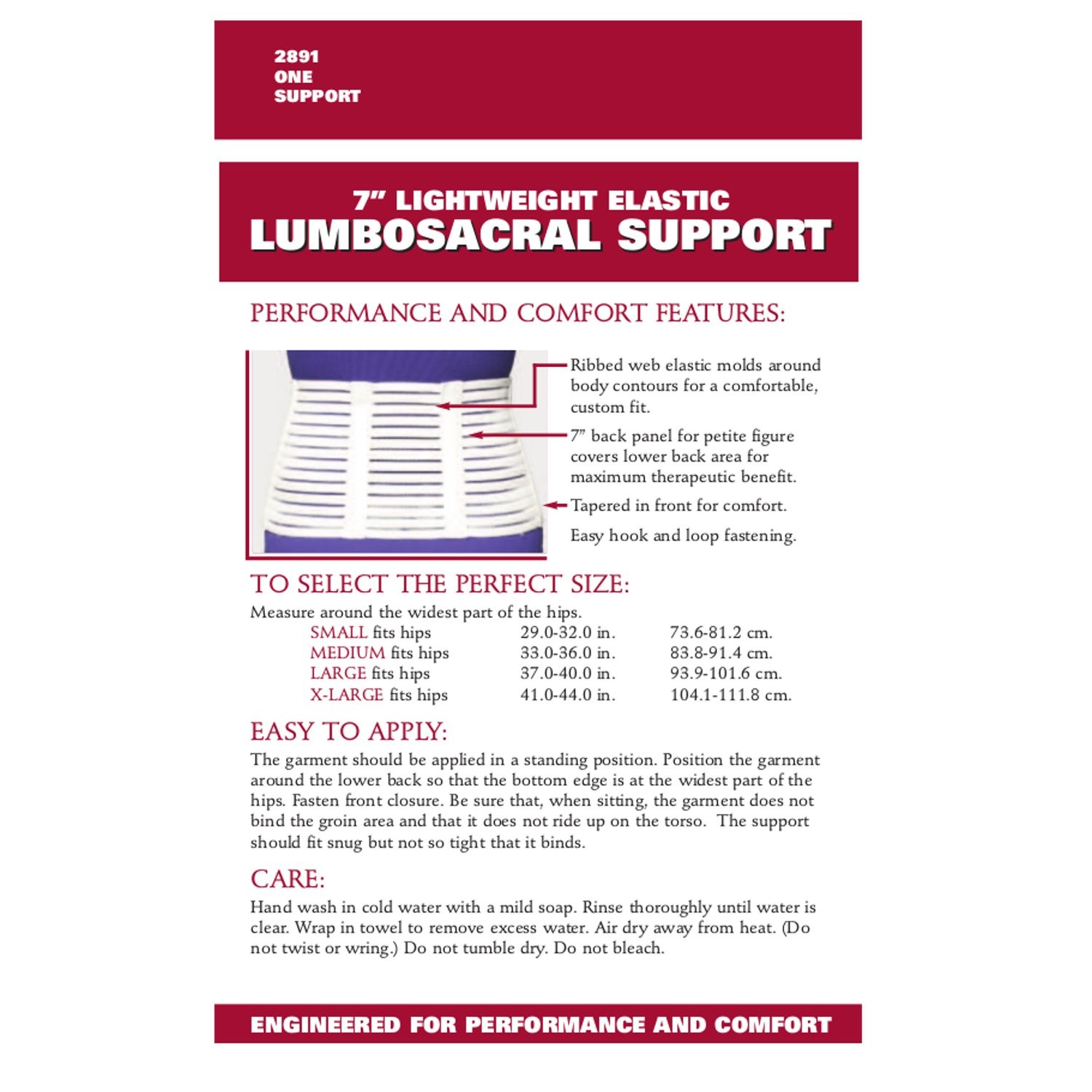 OTC Lumbosacral Support, 7-inch Lower Back, Lightweight Large, White