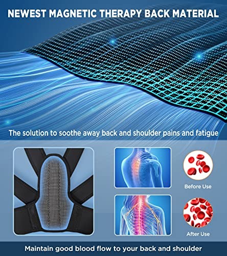 FILLOVE Posture Corrector with Magnetic Therapy Back Support S/M – Black