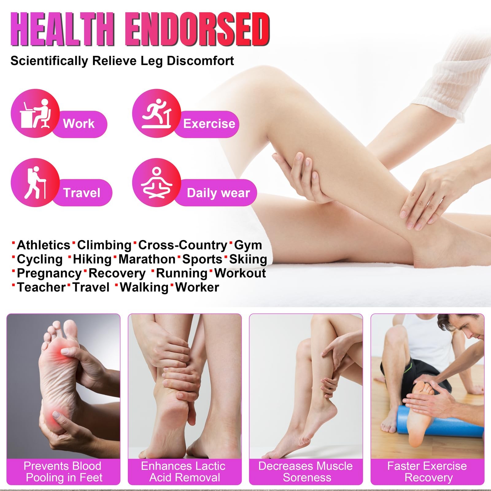 4 Pairs Plus Size Compression Socks for Women & Men 20-30 mmhg-Extra Wide Cal…