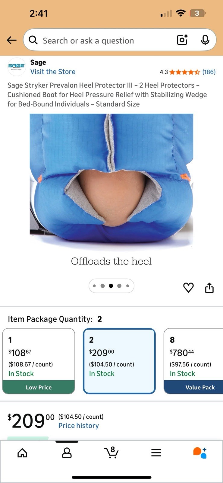 (2) Prevalon Heel Protector III 7355 by Sage Foot Ankle Leg