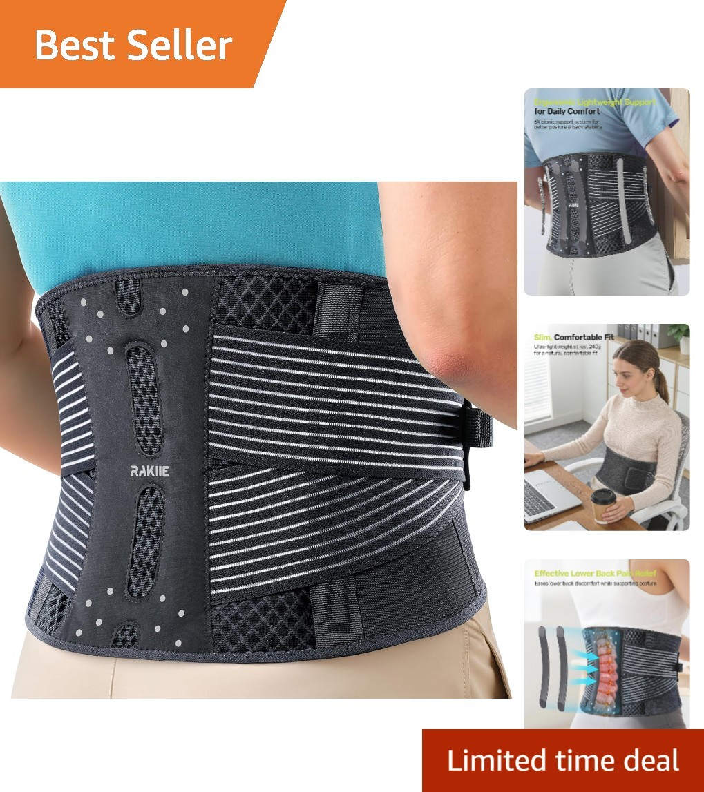 Slim Back Brace for Lower Back Pain Relief, Lightweight & Breathable Back Sup…