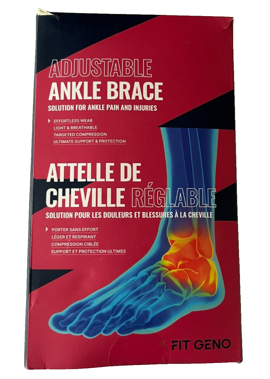 Ankle Brace Fit Geno Medium Large Left Adjustable Pain Relief Breathable