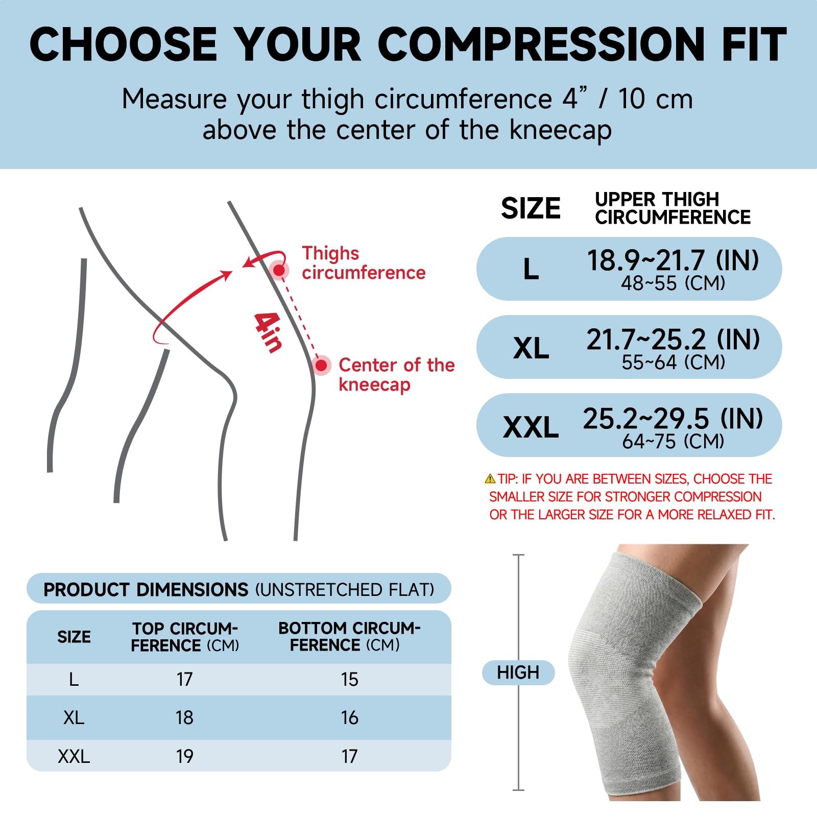 Braventure Rayon from Bamboo Compression Knee Sleeve For Women & Large, Gray