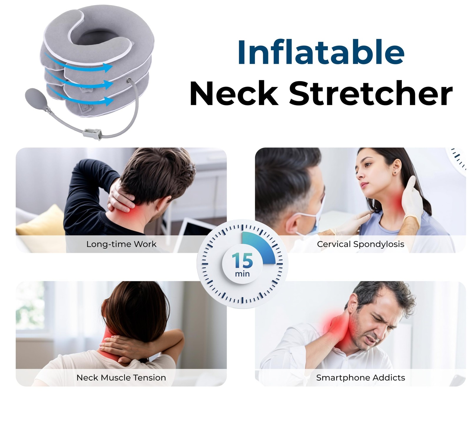 FDA Registered Neck Traction Device for Pain – Inflatable Cervical Neck Stret…