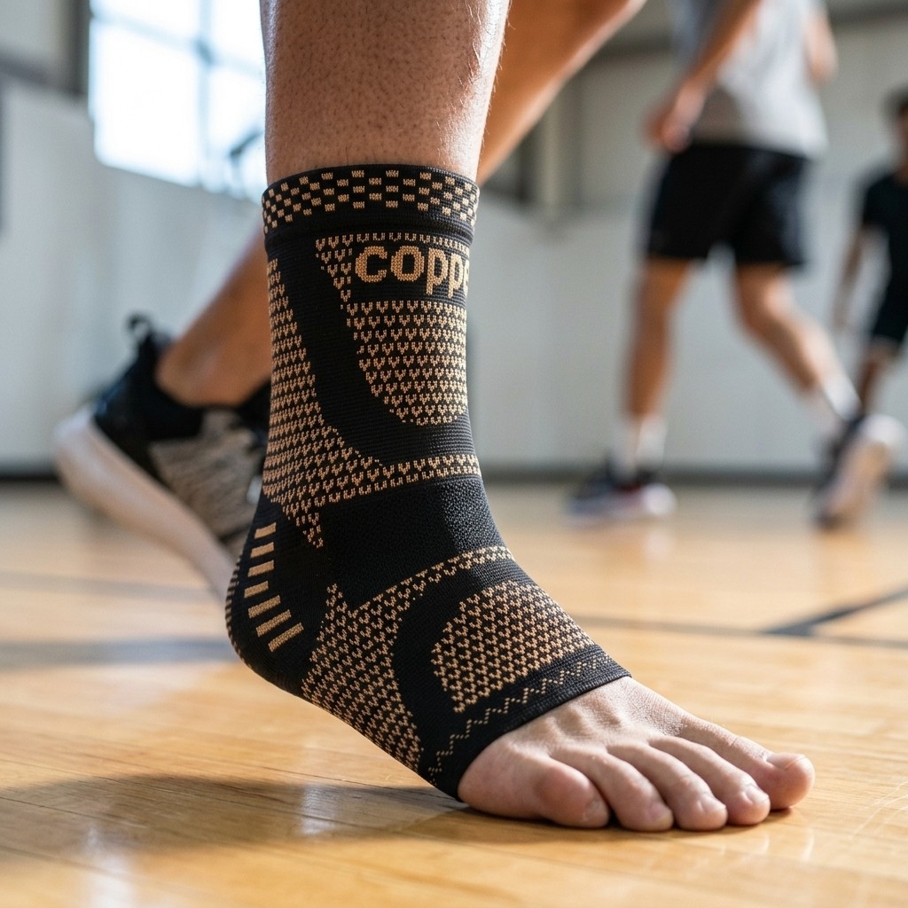 2Pcs Adjustable Copper Infused Ankle Support Compression Sleeve for Sports