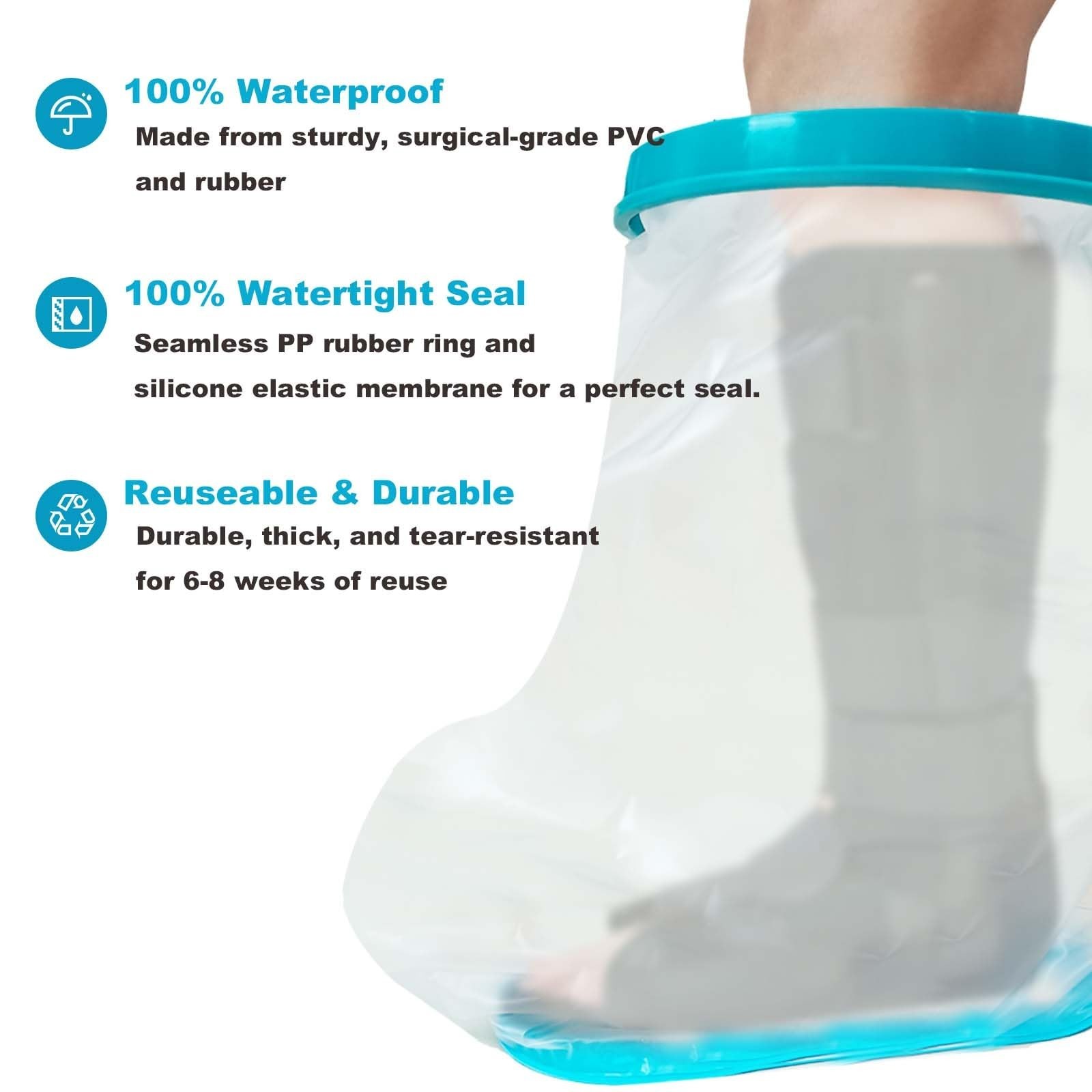 Non-Slip Extra Wide Waterproof Leg Cast Cover for Shower, Reusable XL Protector