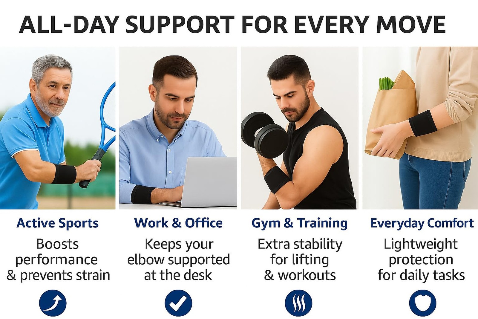 Tennis Elbow Brace for Men & Women – Elbow Support Strap for Tendonitis, G