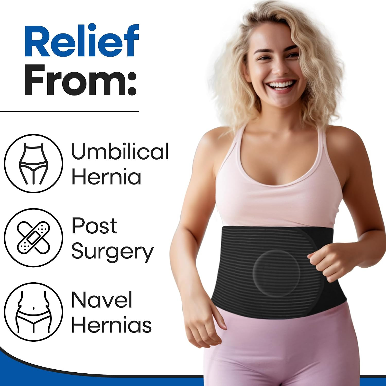 Hernia Belt for Men or Women | C Section Belly Binder & Abdominal Binder | Post