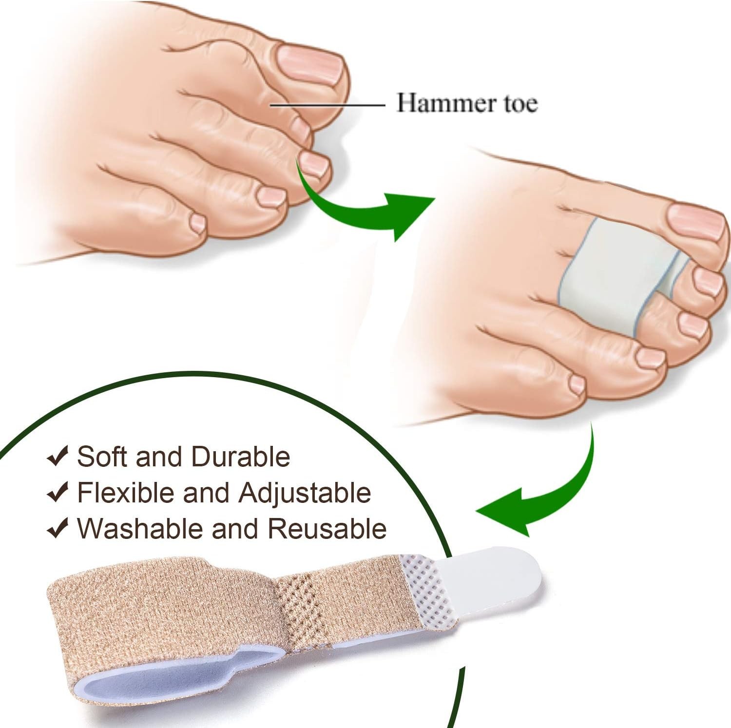 Welnove 6Pcs Hammer Toe Straightener, Splints, 6 Count (Pack of 1)