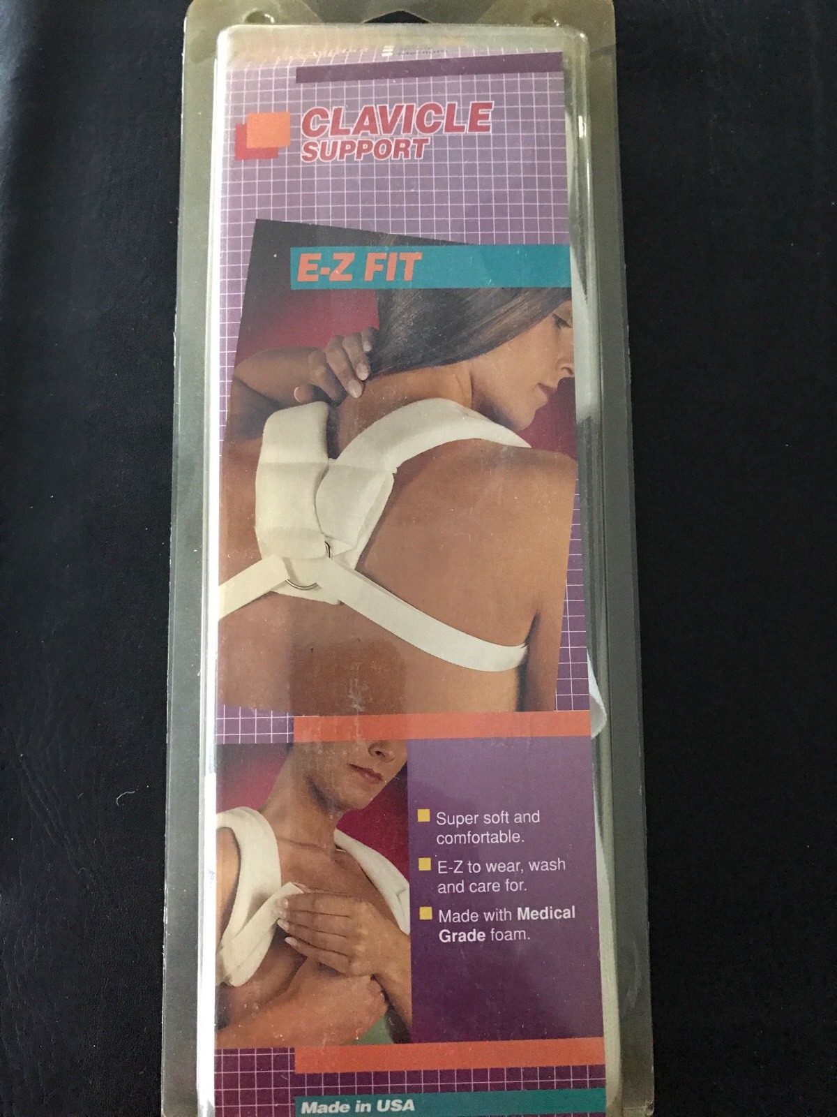E-Z Fit Clavicle Support with Medical Grade Foam, White, Made in USA