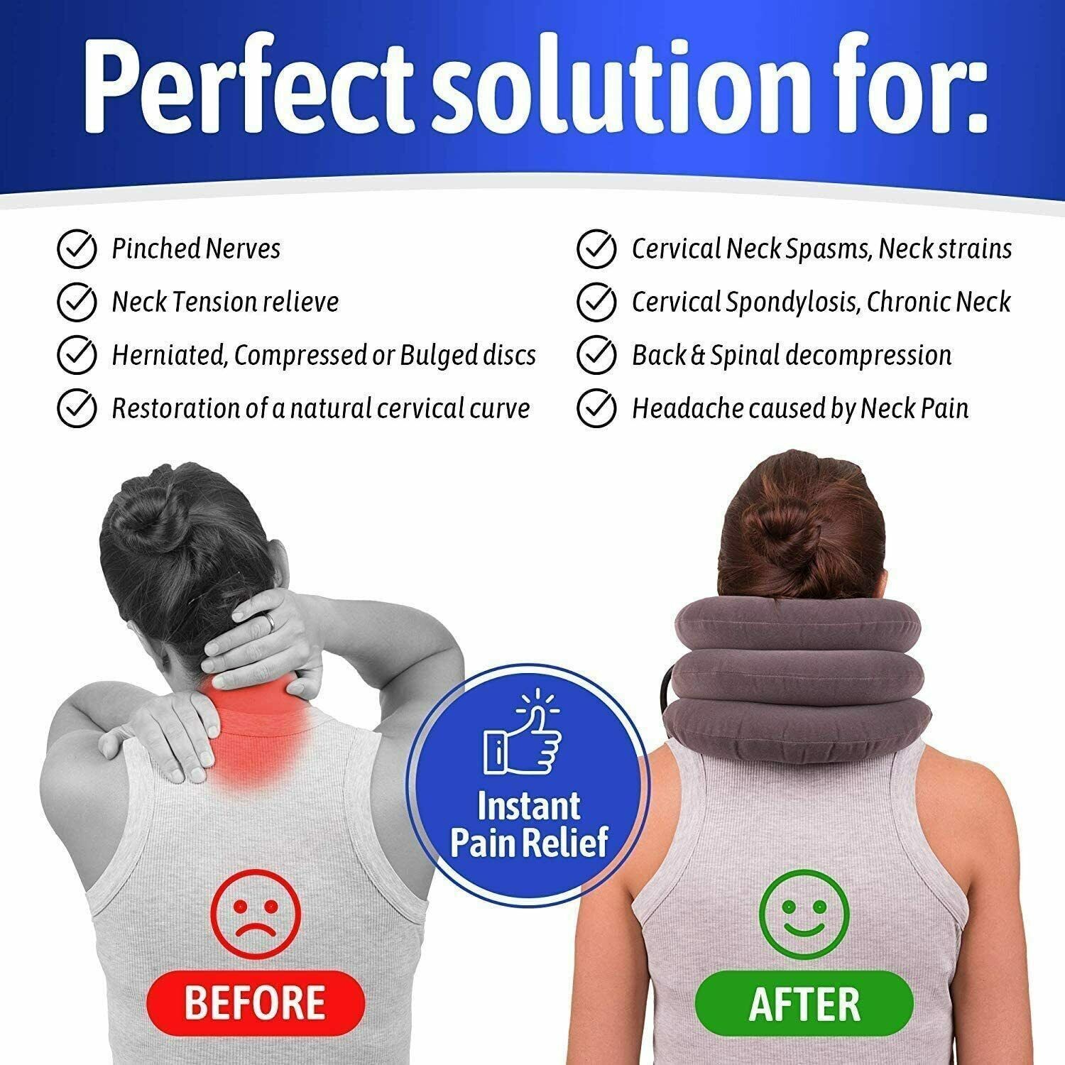 Cervical Neck Traction Device Inflatable & Adjustable Neck Stretcher Neck NEW
