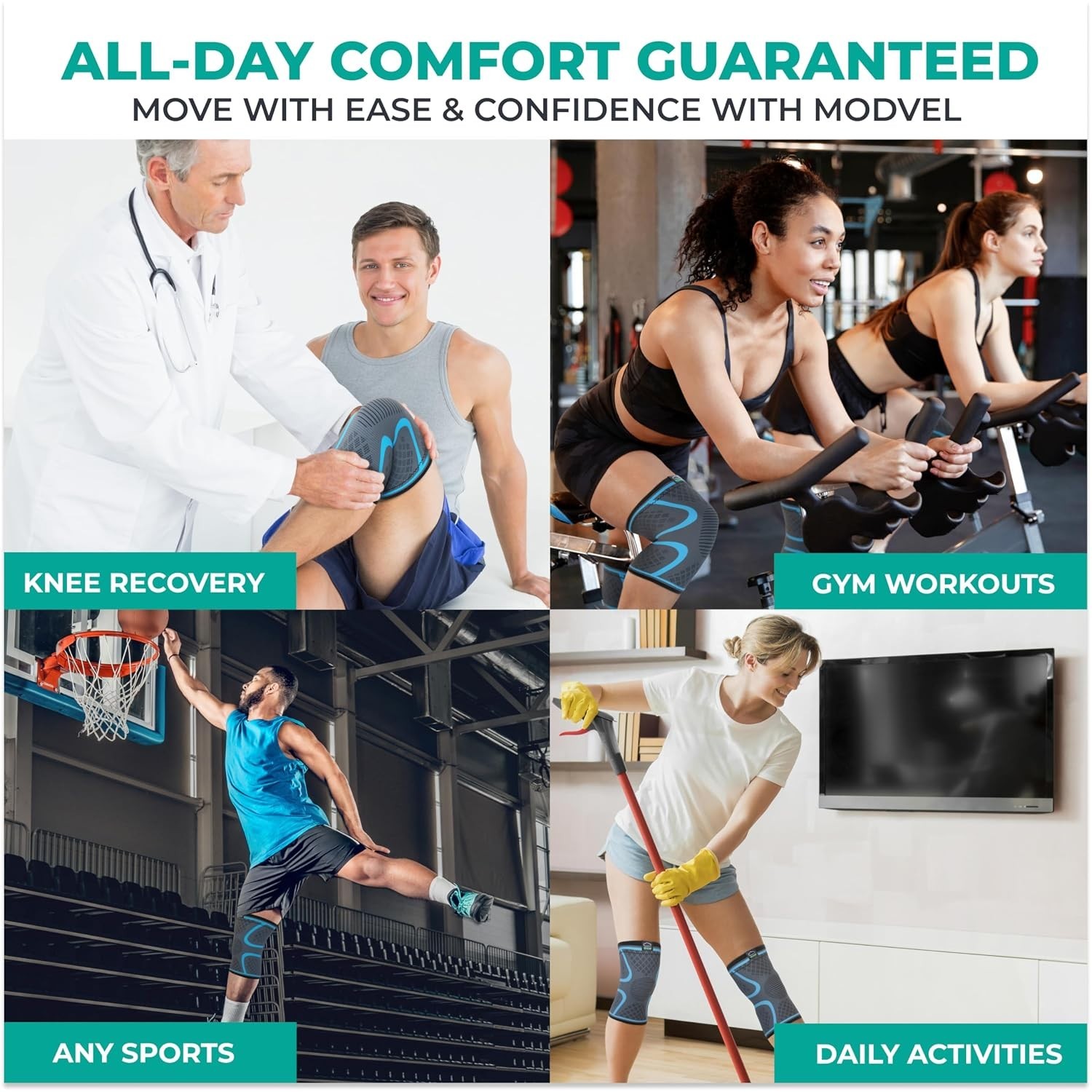 Breathable Knee Support Compression Sleeve – Men & Women Pain Relief Set