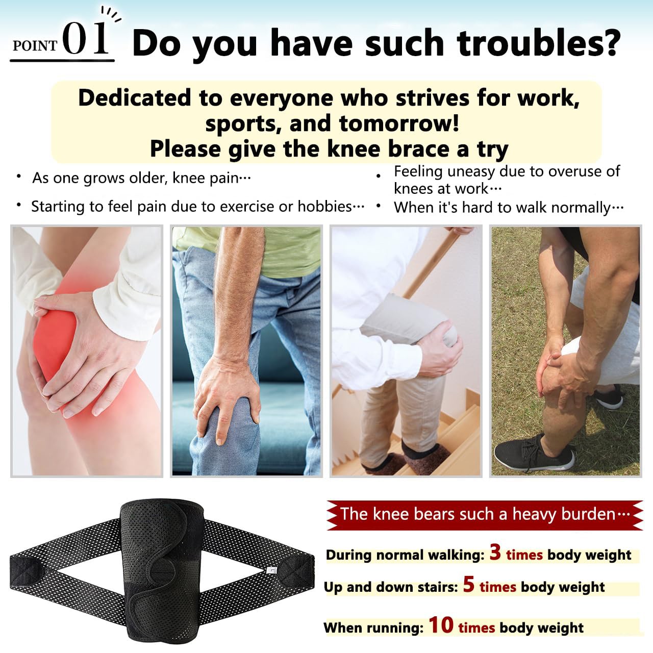 Knee Sleeve Compression Wrap Brace Meniscus Joint Support Pain Arthritis Relief