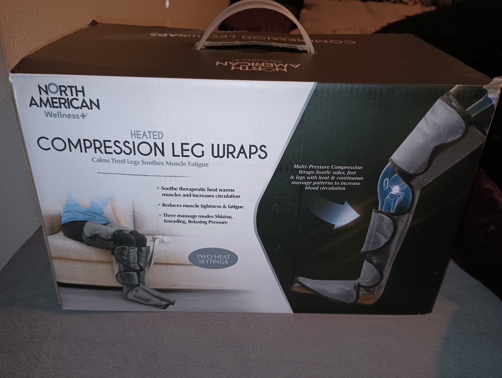 North American Wellness heated air Compression Leg Wraps w/ Handheld Control