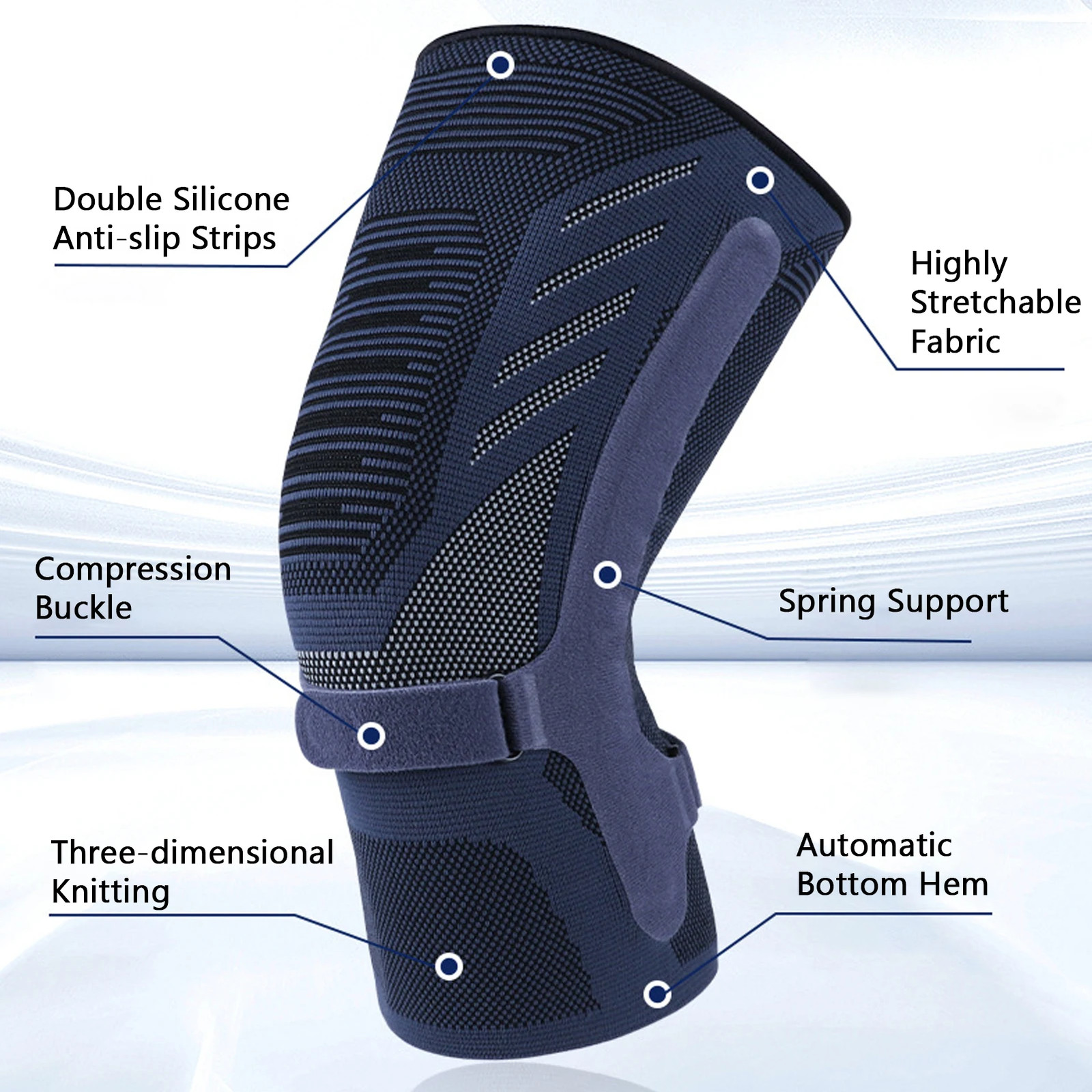 Compression Knee Brace Sleeves Breathable Knit Non-Slip Knee Support with Double