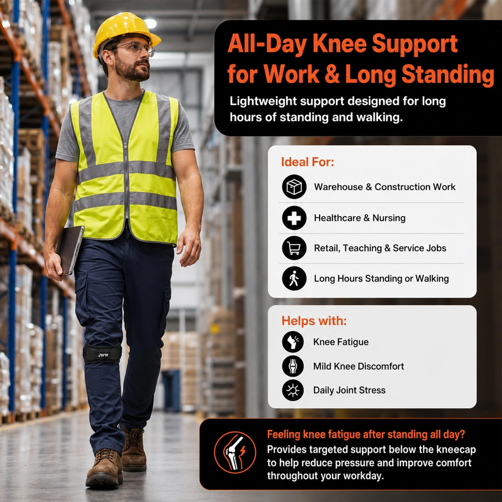 Patellar Tendon Support Strap 2 Pack, Knee Brace for Knee Pain Relief
