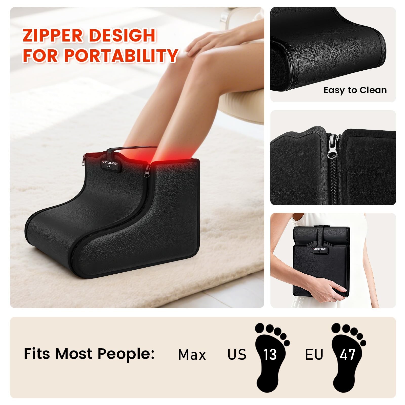 Viconor Red Light Therapy for Feet, Shoe Wraps Black 1