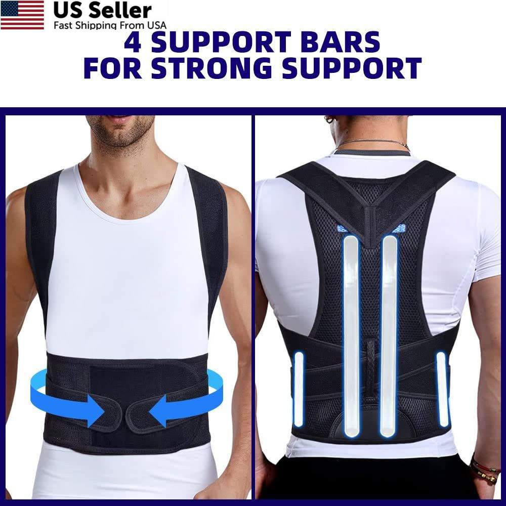 Upgraded Posture Corrector Back Brace for Men and Women, New XXL, Black