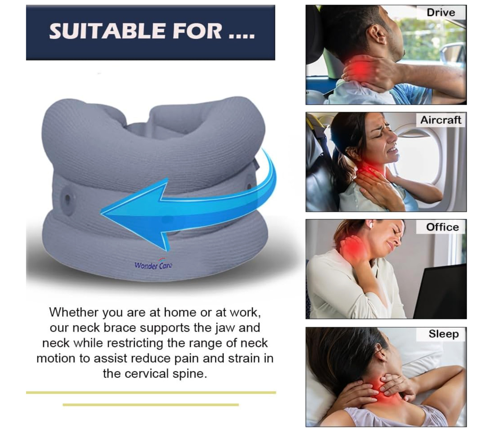 🩵 Wonder Care Soft Cervical Neck Brace Collar Pain Relief Support – Ships fast